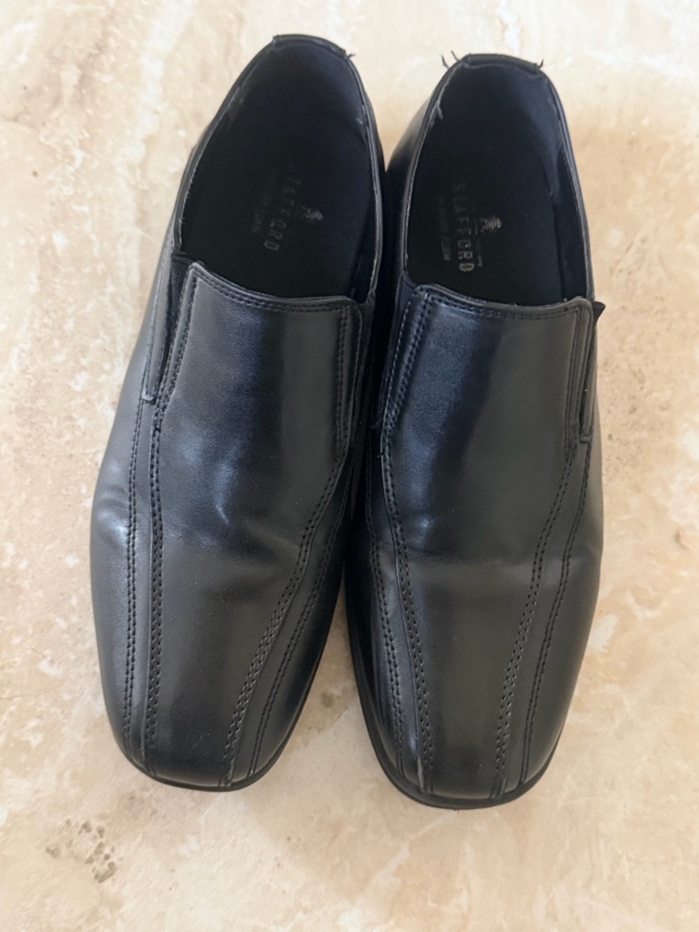 Boys Stafford Black Slip-on Dress Shoes Size 4